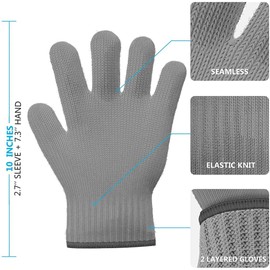1 Pair Grey Heat Resistant Gloves Oven Gloves Heat Resistant with Fingers Mitts Kitchen Pot Holders Cotton Kitchen Holders Double Oven Mitts Set with Fingers