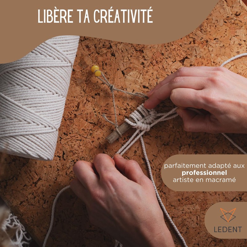 Ledent Macrame Yarn (2 mm, 3 x 70 m, Set