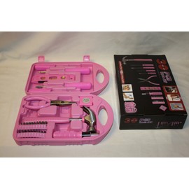PrimeTrendz Carbon Steel 30 Pieces Pink Tool Set Kit Perfect For Heavy Duty Jobs (BONUS Portable Box Case)