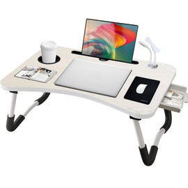 Laptop Desk,Lap Desk, Foldable Desk Bed Tray, Lap Desk for Bed with USB Charge Port/Cup Holder/Storage Drawer for Multi-Function Notebook Stand for Working,Reading