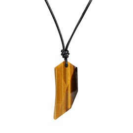 COAI Wolf Tooth Leather Cord Healing Crystal Tiger Eye Necklace