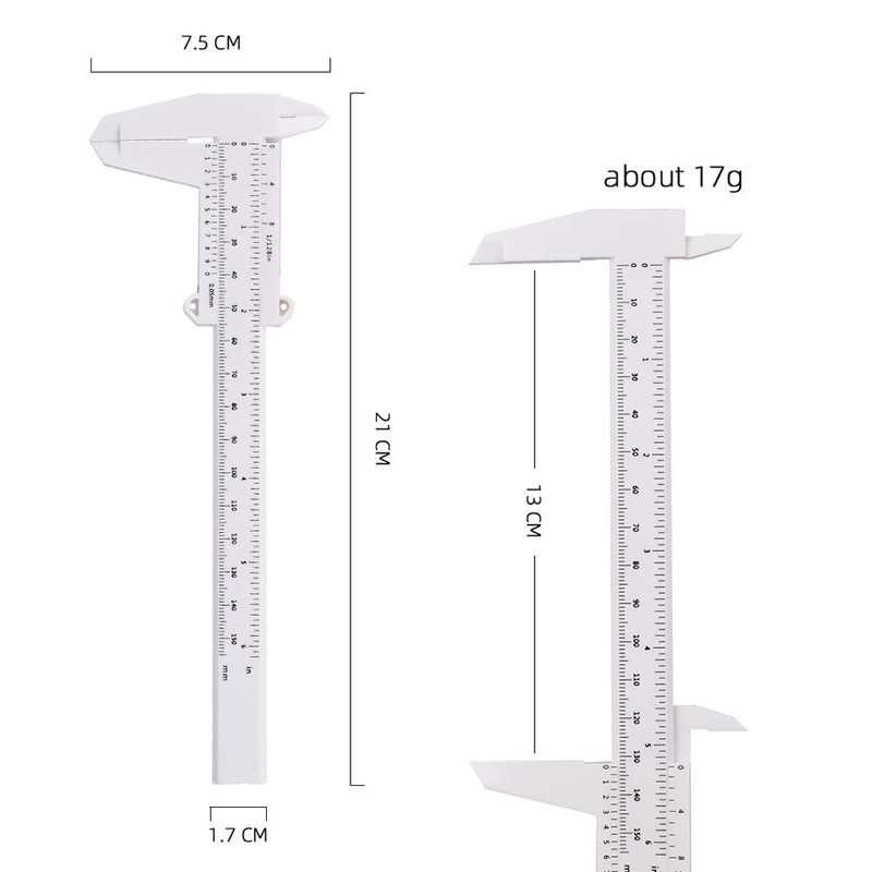 2pcs 6Inch 150mm Mini Caliper Double Scale Plastic Vernier Caliper