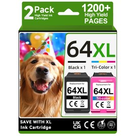 OEGGOINK 64XL Ink Cartridges Black and Color Compatible for HP 64XL Ink Cartridge Combo Pack Compatible for HP 64 Ink Fit for Envy Photo 7855 7858 7155 7120 7800 6252 6255 7158 7100 7164 Tango Printer