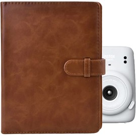 MUZIRI KINOKOO 128 Pockets Photo Album for Fuji Instax Mini 12/11/9/8/7+/EVO /25/90 Camera Photo Album Brown