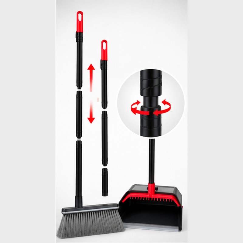 Long Handle Broom and Dustpan Set for Floor Cleaning –