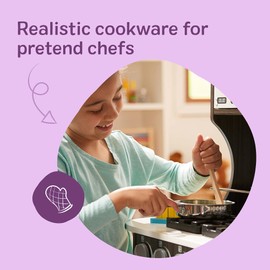 Melissa & Doug Stainless Steel Pots & Pans, 8 Piece Play Kitchen Set, Premium Play Kitchen Accessories & Cooking Utensils, Preschool Toys for Kids 3+