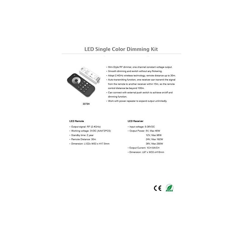 LEDmich SMD LED Strip Wireless Dimmer 2.4 GHz with Receiver
