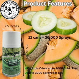 Quality Chemical Metered Aerosol Fragrance Refill Can - For Automatic Air Freshener Spray Automatic Refill - Cucumber Melon 7.25 oz (Pack of 12)