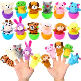 ThinkMax 12pcs Easter Eggs Filled with Finger Puppets for Easter Basket Stuffers, Easter Eggs Hunt, Easter Party Favor, Easter Gift for Kids