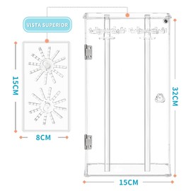 Soporte para Collar de Acrílico - Organizador de Collar Acrílico, Collares Transparente con 24 Ganchos, 360 Grados para Arete, Pulseras Colgantes, Aretes, Regalo para Mujeres