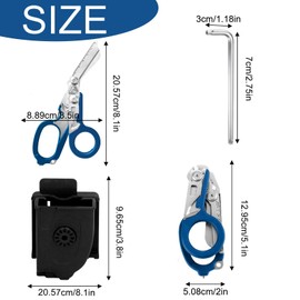 Ziyero Trauma Scissors Multitool Rescue Scissors with 6 Practical Functions Foldable Stainless Steel Scissors Pliers Ideal for Professional Use in Emergency Services or Everyday Tasks - Blue