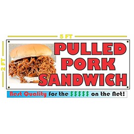 Pulled Pork Sandwich BBQ 2x5 Banner Sign Barbecue