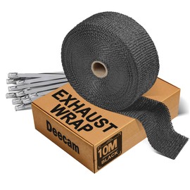 Motorcycle Heat Protection Tape, 10 m, Exhaust Heat Protection Tape with 10 Pieces, 300 x 4.6 mm, Deecam Cable Ties, Stainless Steel for Exhaust Manifolds of Motorcycles