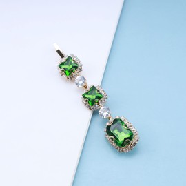 Cimenexe Vintage Emerald Hair Clip Green Crystal Hair Pins Clips Paved CZ Hair Clip Rhinestone Head Clip Hair Clip Bohemian Headwear Decorative Hair Pins Emerald Crystal Hair Accessories