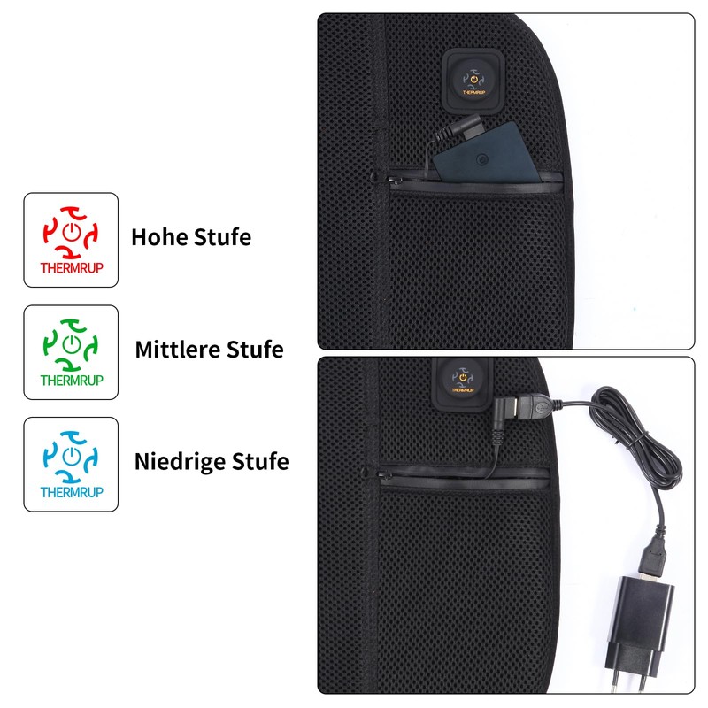 Thermrup Heated Cordless Seat Cushion USB with Far Infrared Pad