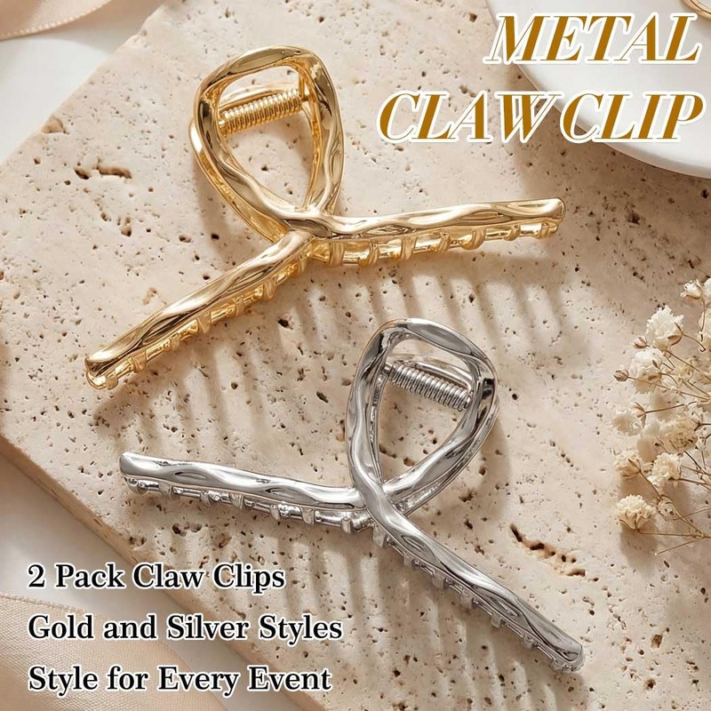 Pecieco Gold Large Hair Claw Clips for Thick Hair Women