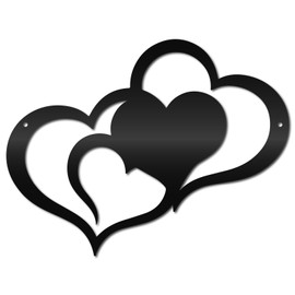 CREATCABIN Love Heart Wall Art Metal Hearts Wall Decoration Sign Ornament Wall Hanging Minimalist Sculpture Artwork for Valentine's Day Bedroom Living Room Decor Housewarming Gift Black 11.8 x 9 Inch