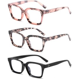 CVVTSPE Retro Spring hinge Womens Readers,Blue Light Blocking Computer Square Reading Glasses for Women Men (Floral Pink&Light Black&Grey Tortoise, 1, x)