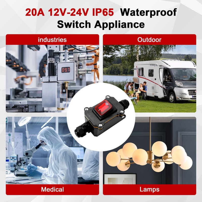 20A 12V-24V IP67 Waterproof Cable Switch AYWHP Waterproof Inline Switch