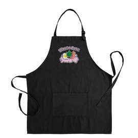 ThisWear Cute Kawaii Themed Gift Pot Leaf Bacon Eggs Wake and Bake Two Pocket Adjustable Bib Apron Black