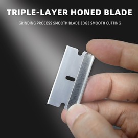 OKEMISS 100 pcs No Scratch for Tiles&Glass UK Hard Water Approved Cleaning Tool Sticker Remover Decals Scraper Oven Glass Door Carbon Scraper with Clam Shell Storage