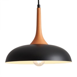 VIOLOEMI Black Hanging Light, Dome Pendant Light 12.60 inch, Modern Pendant Light Kitchen Island, Dimmable Hanging Light for Kitchen Living Room Dinning Room, Bulbs Not Included