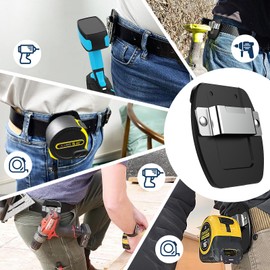 Tape Measure Holder for Belt Tool | Clip-on Tool Belt Drill Holder with Full Metal,Compatible with Impact Driver Any Tape Holster with a Clip | Tool Belt Accessories