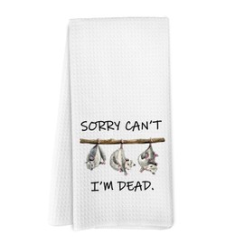 Yorhifa Funny Opossum Kitchen Towels, Opossum Gifts Dish Tea Towels for Kitchen Decor, Sorry Can't I'm Dead Funny Possum Decorative Hand Towels for Bathroom Decor, 16x24 Inches