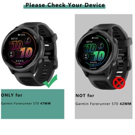 [1+4 Pack] Case with PMMA Screen Protector Compatible with Garmin Forerunner 570 47MM, Bumper Full Coverage Protective Soft Cases Face Cover for Forerunner 570 47MM
