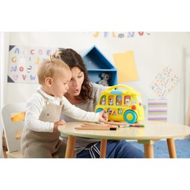 Chicco Bilingual School Bus Toy School Bus with 7 Interactive Buttons, 3 Position Lever, Plays Over 35 Songs, Phrases and Melodies Suitable for Children from 9 to 36 Months