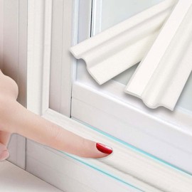 118 Inch Window Weather Stripping Door Seal Strip for Bottom and Side of Door-White,Self Adhesive PU Foam Weather Strip for Window Trim and Door Insulation Soundproofing,Door Sweep for Interior Doors