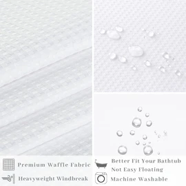 Ecoehoe 48" W x74“ L Hook Free Fabric Stall Shower Curtain with Polyester Snap-in Liner with Magnets–Hotel Quality Top See Through White