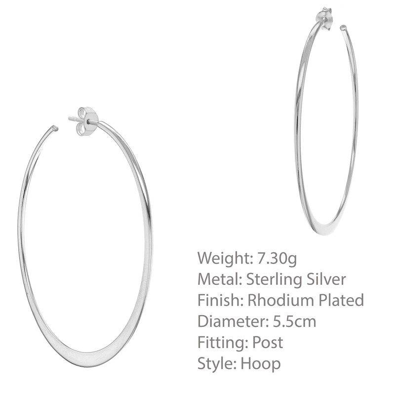 Tuscany Silver 55 mm Flat Hoop Earrings