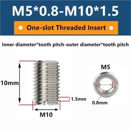 10pcs Self Tapping Thread Insert, M5 x 0.8 - M10 x 1.5 Thread Repair Reducer Nut Kit for Aviation Automobiles Steam Turbines