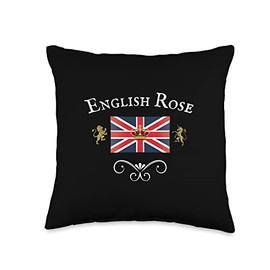 BRITISH FLAG, GREAT BRITAIN, UK UNITED KINGDOM, GB English Rose, Union Jack Flag, England, British, Britain UK Throw Pillow, 16x16, Multicolor