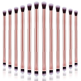 12 Brochas de Sombra de Ojos 2 en 1 de Doble Punta, Brocha Correctora para Debajo de Los Ojos, Aplicador de Maquillaje para Mezclar Sombra