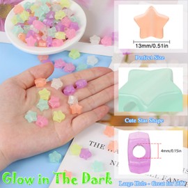 CCOZN 200 Pcs Glow in Dark Star Beads for Jewelry Making, Luminous Star Pony Beads Bulk with Box, 13mm Star Beads Charms, Glow in Dark Beads for DIY Crafts Bracelet