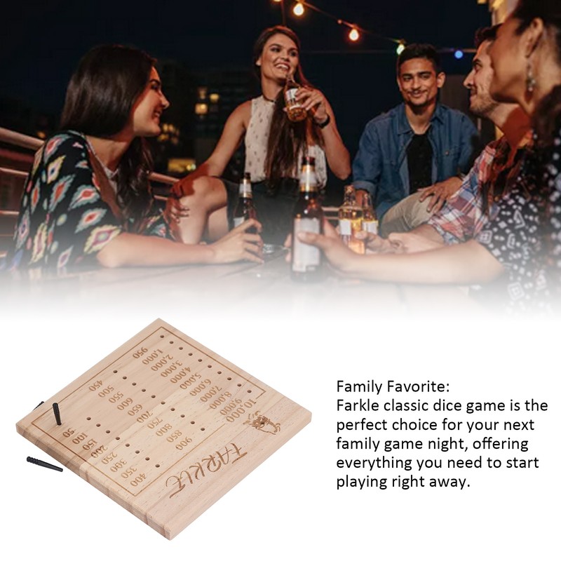 Farkle Dice Tray Improve Math Skills Wooden Classic Dice Game