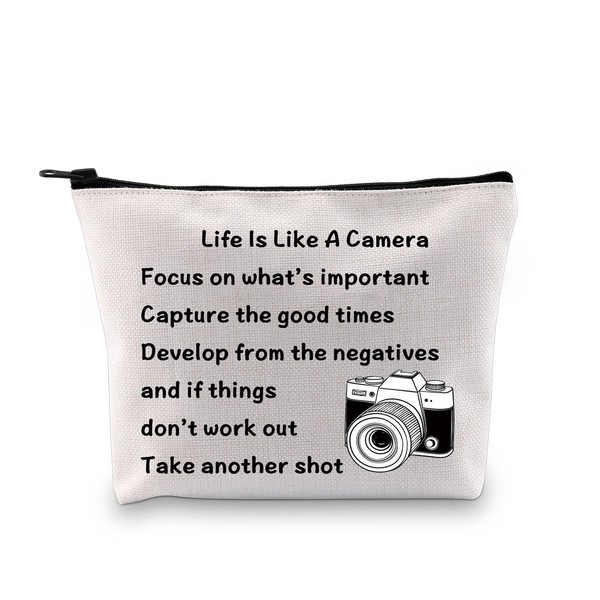 Photographer Makeup Bag Life is Like a Camera Photography Gifts Inspirational Gifts for Camera Lovers(Photographer)
