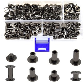 CEEYSEE 150Pcs (75 Sets) Chicago Screws Assorted Kit M5 x 6/10/12mm Nail Rivet Chicago Button for DIY Leather Decoration Bookbinding Round Flat Head Stud Screw (ZBYD-QS)