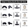GORGECRAFT 180Pcs Arc Shape Safety Eyes 3 Sizes Acrylic Black