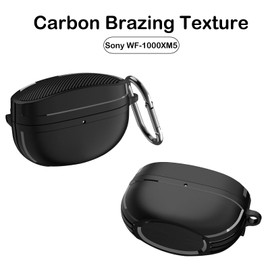 KZIOACSH Case for Sony WF-1000XM5, Ultra Slim [Shockproof] Rugged TPU Protective Case Full-Body Anti-Scratch Anti-Lost Washable Earphone Skin Cover with Keychain for Sony WF-1000XM5, Black