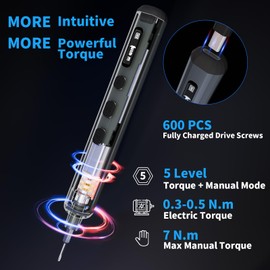 STREBITO Mini Electric Screwdriver Set, 70-in-1 Max Precision Electric Screwdriver Kit with Lights, 5 Upgraded Torque Levels, 64 Magnetic Bits, Electric Screwdriver Cordless for PC RC Electronics