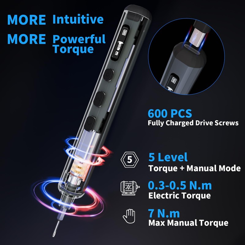 STREBITO Mini Electric Screwdriver Set, 70-in-1 Max Precision Electric Screwdriver
