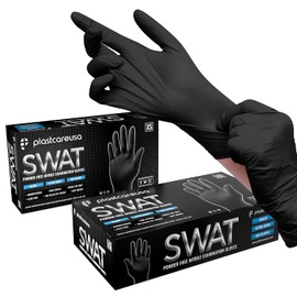PlastCare USA 100 Guantes de Examen Desechables de nitrilo Extra Grandes, Negros, sin látex ni Polvo