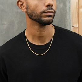 GLIVEOR Gold Chain for Men Women, 18K Gold Over Rope Chain Gold Chain for Men 22 Inch Mens Gold Chain 2mm Gold Rope Chain for Men Gold Necklace Chain for Men