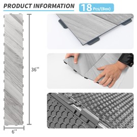 Interlocking Luxury Vinyl Flooring Tile, Wood Floor Plank for Kitchen Bathroom - Waterproof, Anti-Slip, Wear-Resistant, Reusable - 36 x 6 Inch, 18-Pack Cover 27 Sq. Ft