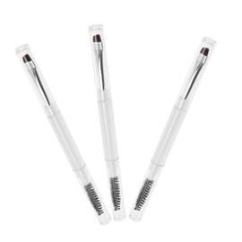 Ipetboom 3pcs Dual-Ended Makeup Brush Set with Soft Bristles for Eyebrows and Eyeshadow Blending Angled Brow Concealer Brush Metal Eyelash Grooming Tool for Makeup Lovers