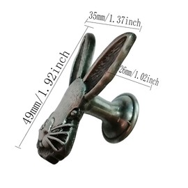 brandname, Mizhang Rabbit Knobs 4 Pcs Kitchen Cabinet Bunny Pull Drawer Knob Zinc Alloy Single Hole Handle Screws Hardware Accessories Wardrobe Closet Dresser Cupboard (Ancient tin)