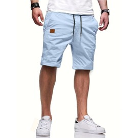 Tansozer Men's Summer Chino Shorts with Elasticated Waist, lightblue